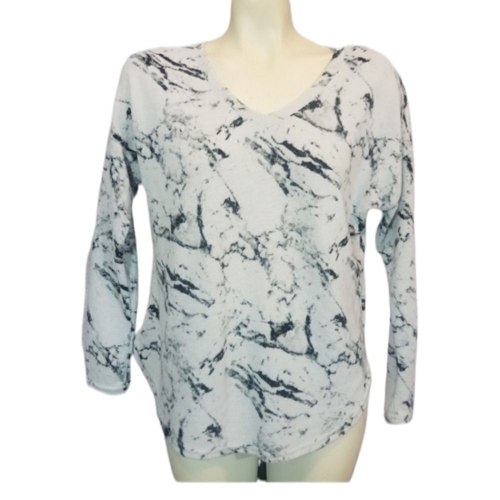 Poof Apparel Grey Marbled V-Neck Tee Size Small